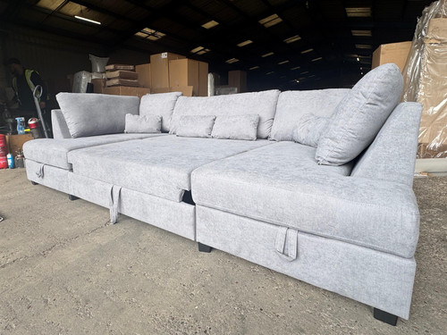 Grey fabric shape sofa bed - fabric,