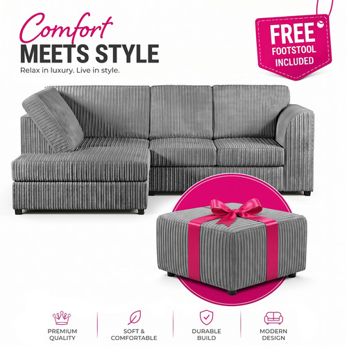 Corner sofa jumbo cord - jumbo, cord,high