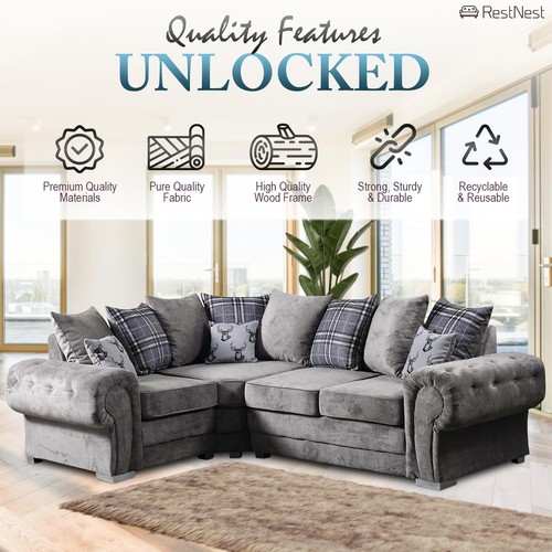 Corner sofa grey - grey, woven