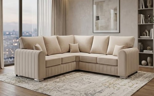 Cream plush 2c2 corner sofa - plush,