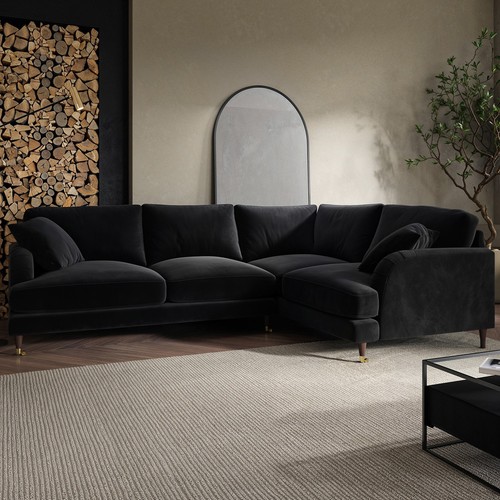 Black velvet seater right - velvet, 4