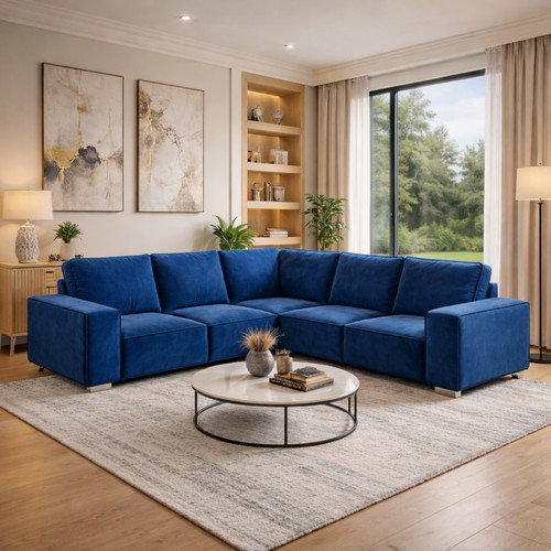 Blue corner plush - blue, velvet