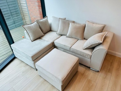 Beige velvet corner - velvet,
